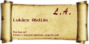 Lukács Abdiás névjegykártya